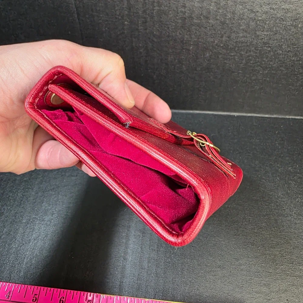 Bank of America Jewelry Travel Case Tri-Fold Red Faux Leather Velvet‎ Organizer